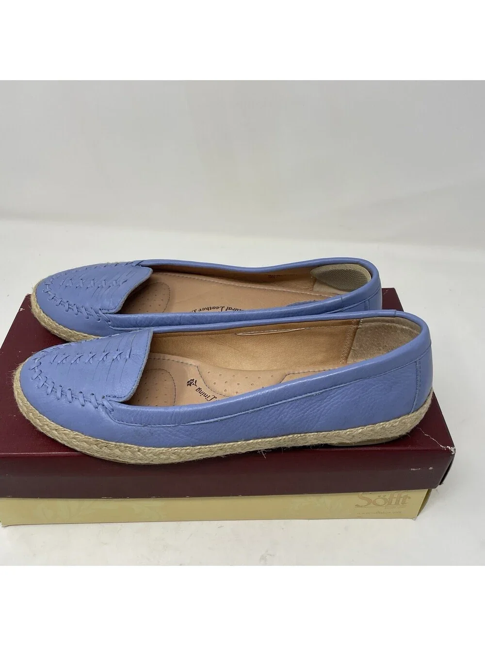 Sofft Blue Woven Leather Espadrilles Flats Loafers Women 9 Slipon Comfort